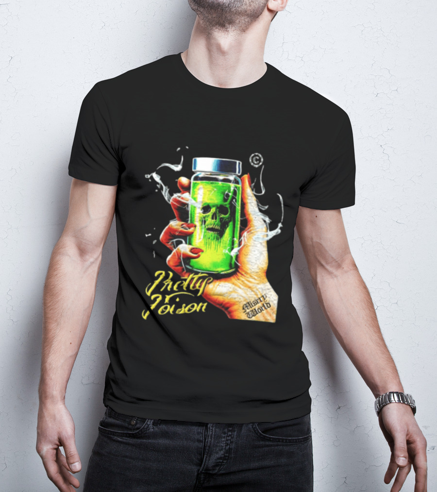 Pretty Poison Misery World Skull Bottle In Hand T-Shirt