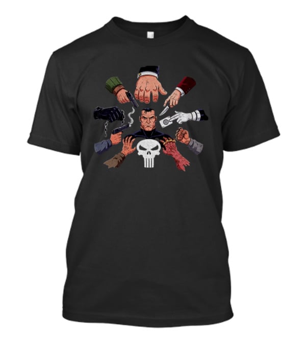 Punisher John Wick Crossover With Weapons And Skull T-Shirt