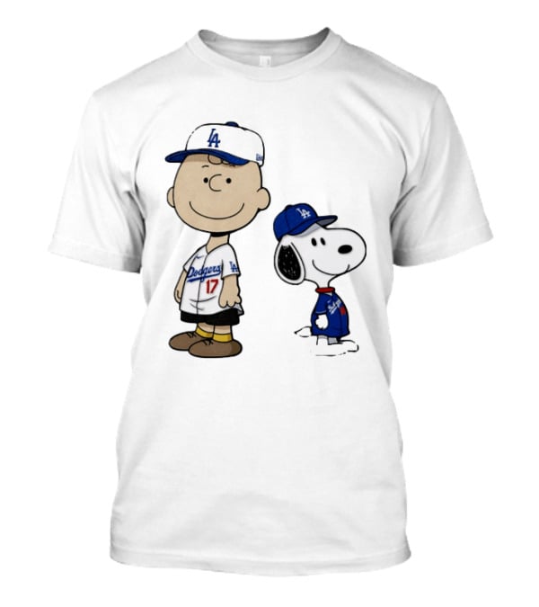 Charlie Brown Snoopy Los Angeles Dodgers MLB Baseball Peanuts Cartoon T-Shirt