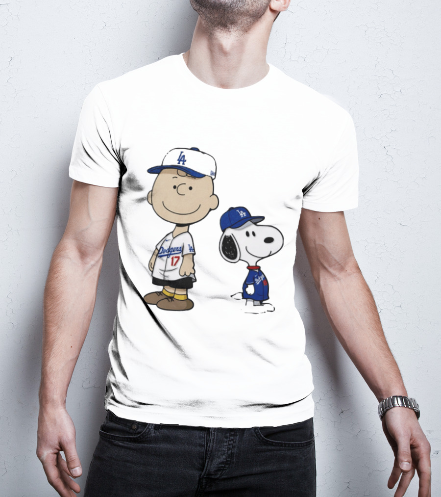 Charlie Brown Snoopy Los Angeles Dodgers MLB Baseball Peanuts Cartoon T-Shirt