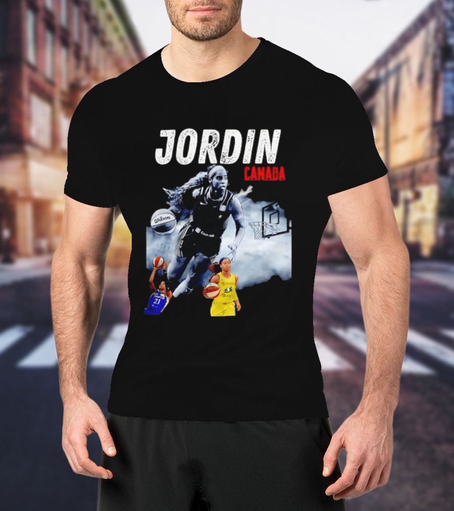 Jordin Canada Los Angeles Basketball Star Wilson Ball Slam Dunk T-Shirt