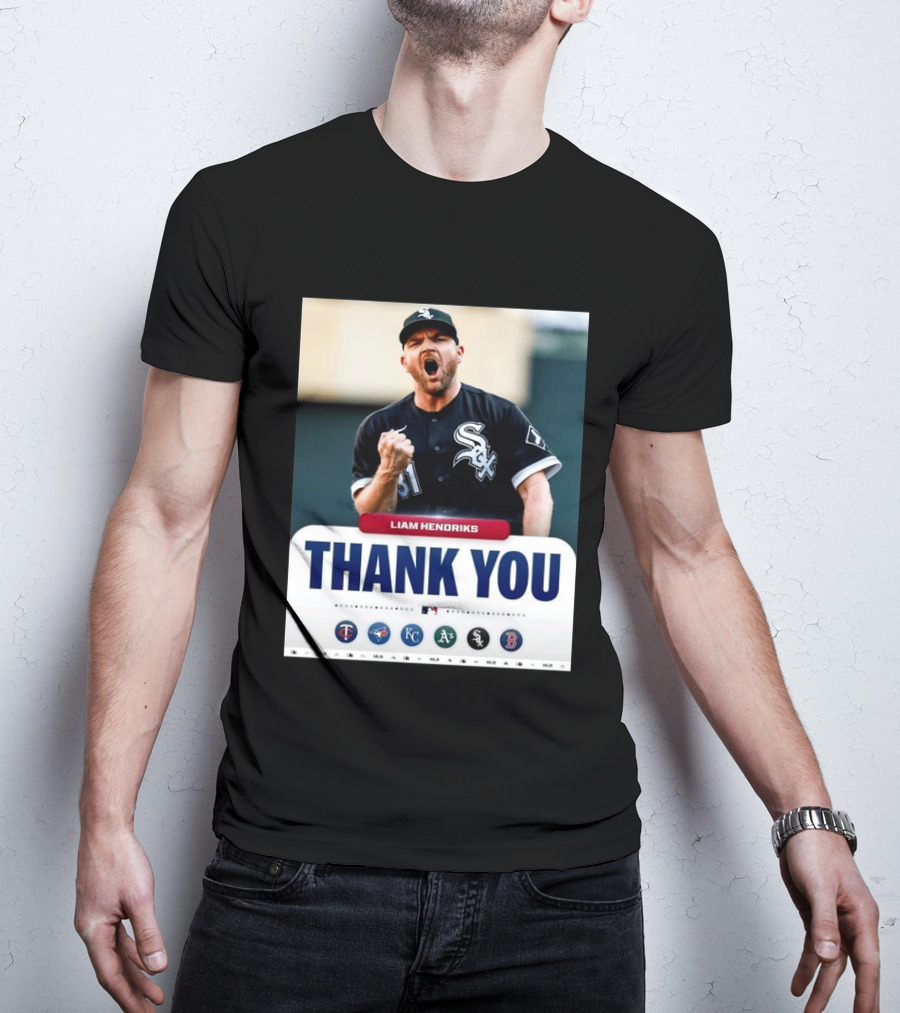 MLB Thank You Liam Hendriks Chicago White Sox Tribute With Team Logos T-Shirt