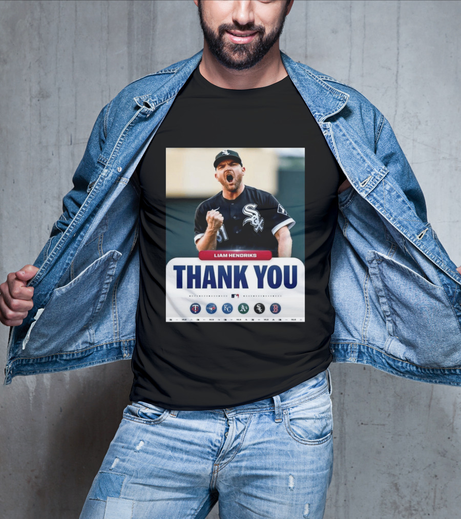 MLB Thank You Liam Hendriks Chicago White Sox Tribute With Team Logos T-Shirt