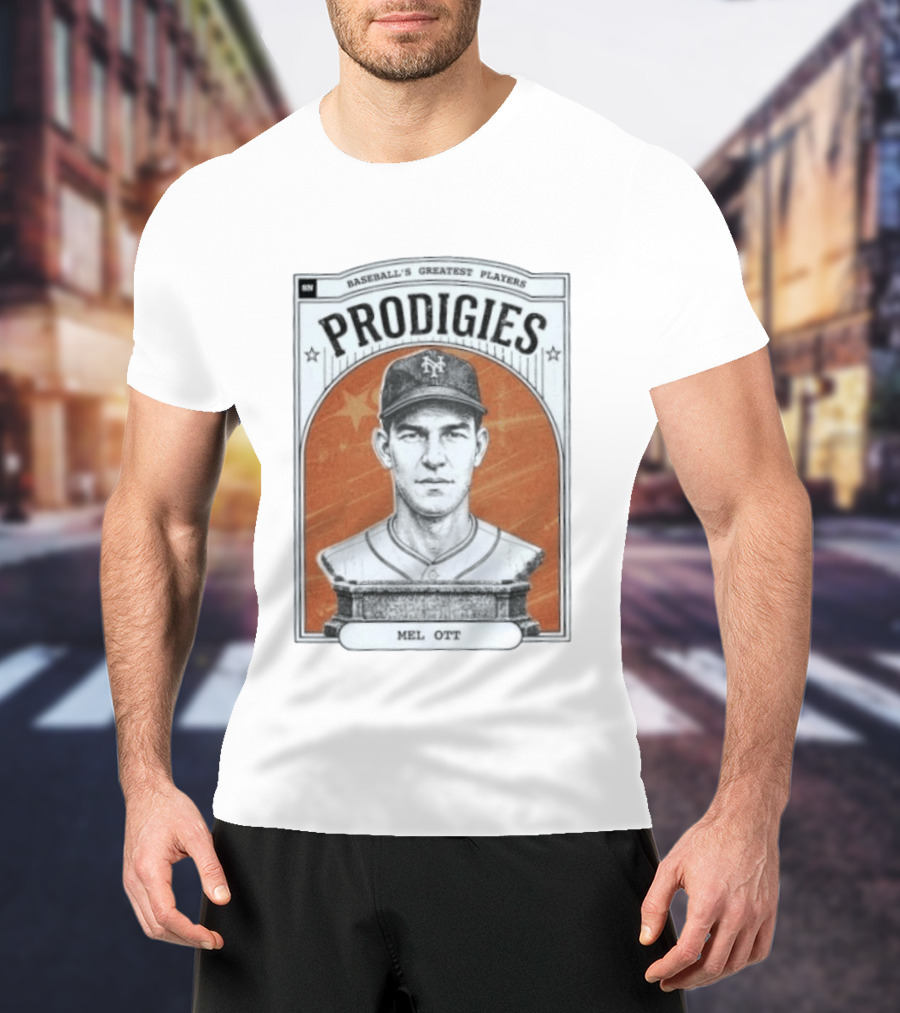 Baseball's Greatest Players Prodigies Mel Ott Vintage NY Landmark T-Shirt