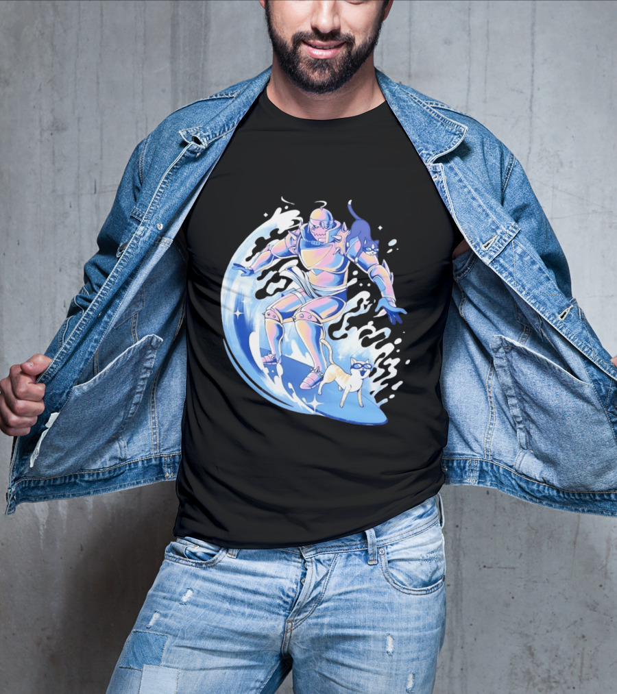 Alphonse Elric Surfing Adventure With Cool Cats On Waves T-Shirt