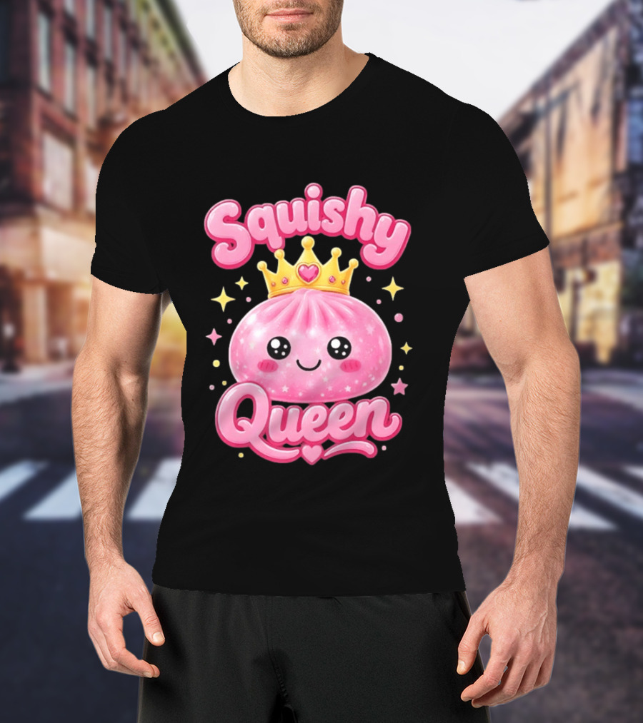 Squishy Queen Kawaii Mochi Pink Princess Cute Crown Stars T-Shirt