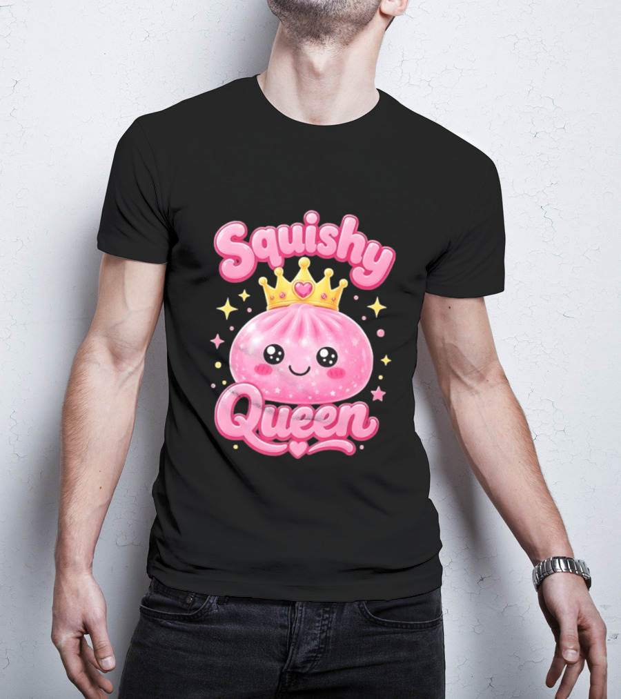 Squishy Queen Kawaii Mochi Pink Princess Cute Crown Stars T-Shirt