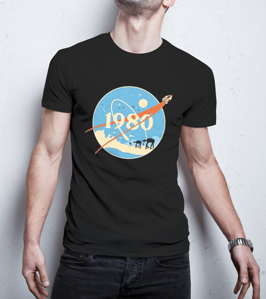 Star Wars 1980 Space Mission Inspired By Empire Strikes Back NASA Style Logo With AT AT Walkers T-Shirt