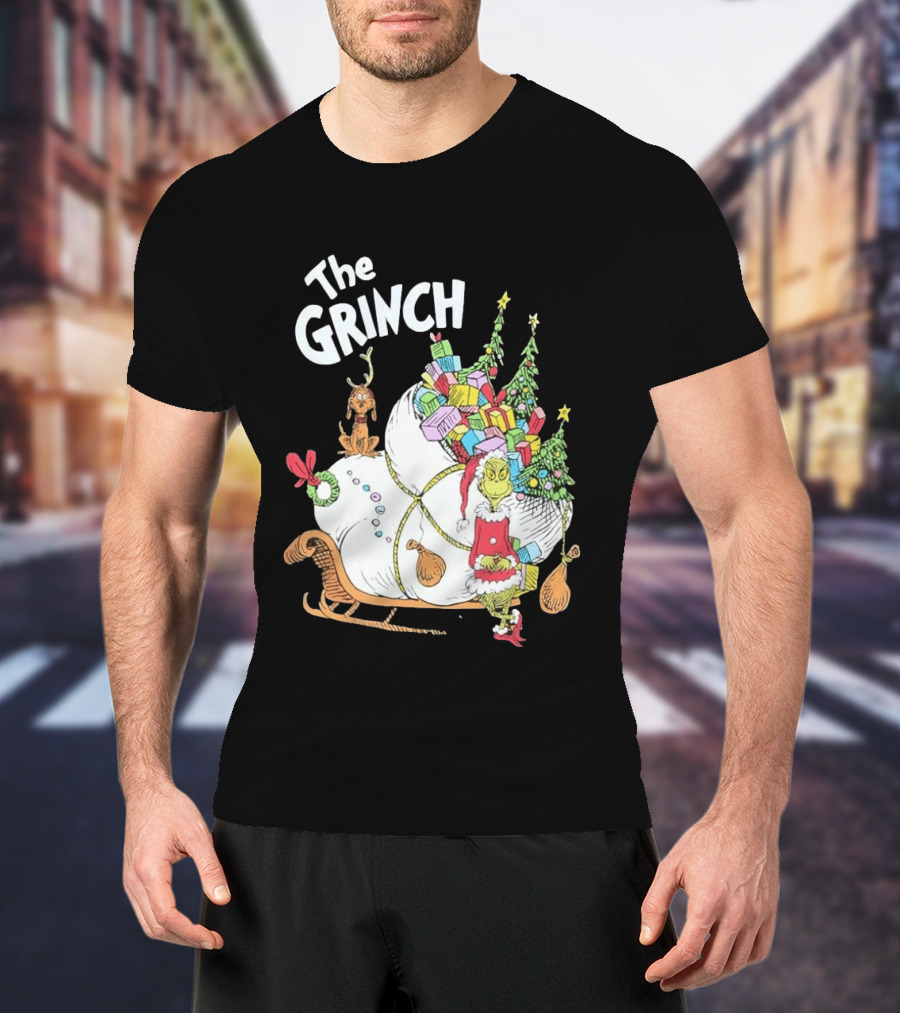 The Grinch Christmas Sleigh With Max And Presents T-Shirt