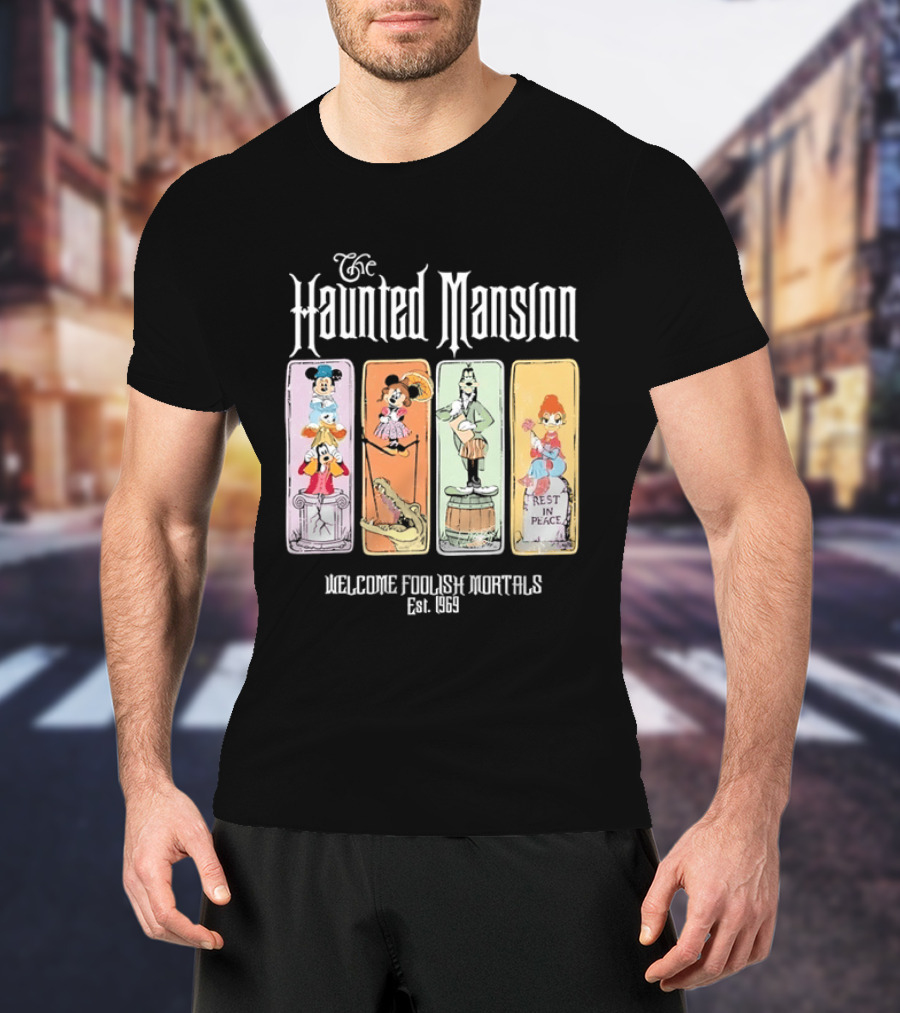 The Haunted Mansion Welcome Foolish Mortals Est 1969 Distressed T-Shirt