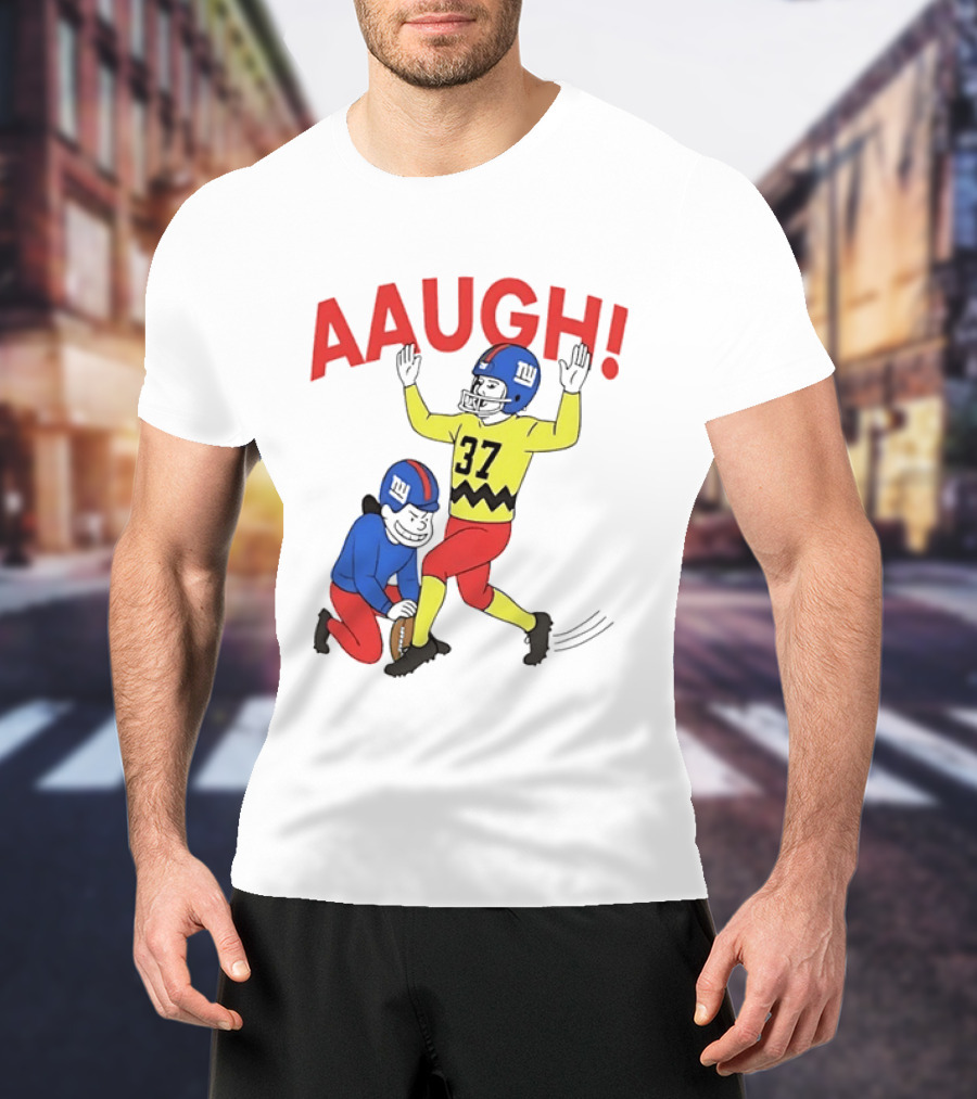 Charlie Brown New York Giants AAUGH Football 37 Peanuts Comic T-Shirt
