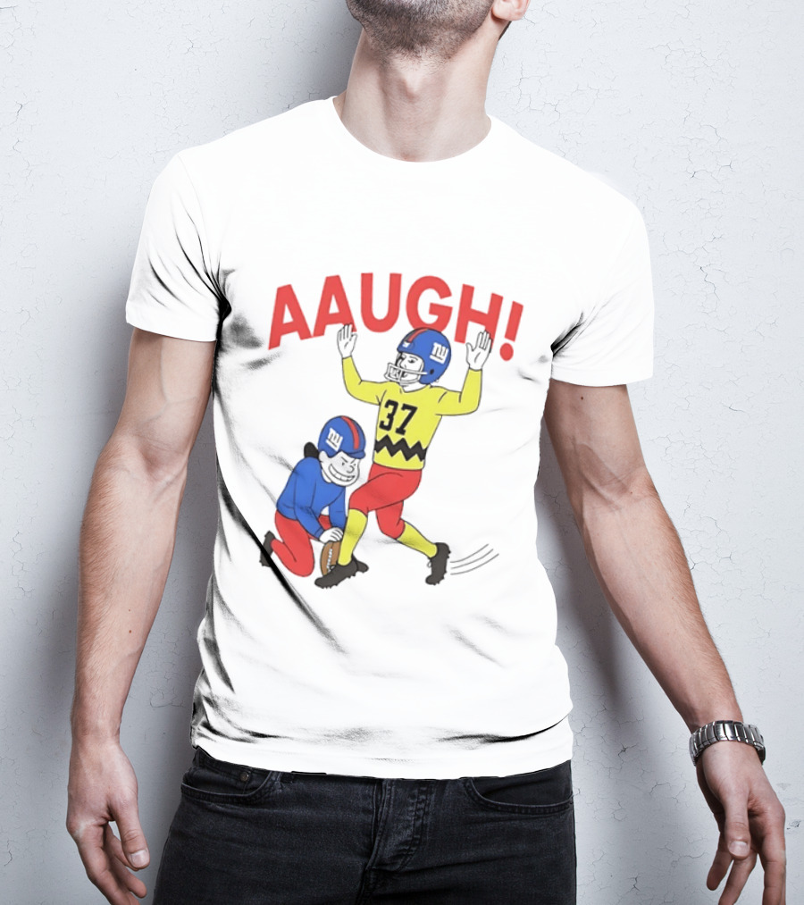Charlie Brown New York Giants AAUGH Football 37 Peanuts Comic T-Shirt