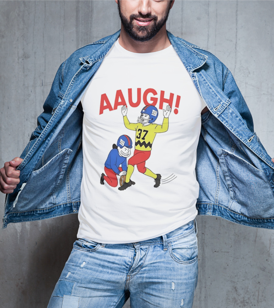 Charlie Brown New York Giants AAUGH Football 37 Peanuts Comic T-Shirt