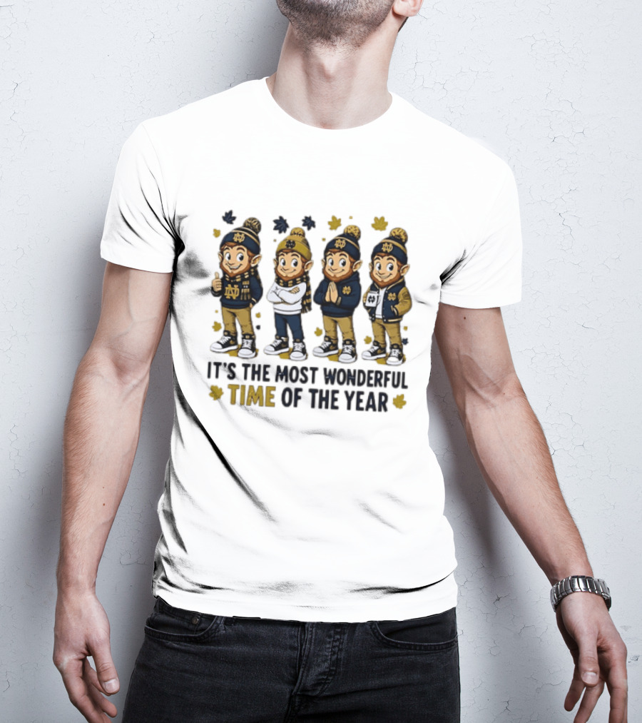 Notre Dame Fighting Irish Elves It's The Most Wonderful Time Of The Year T-Shirt