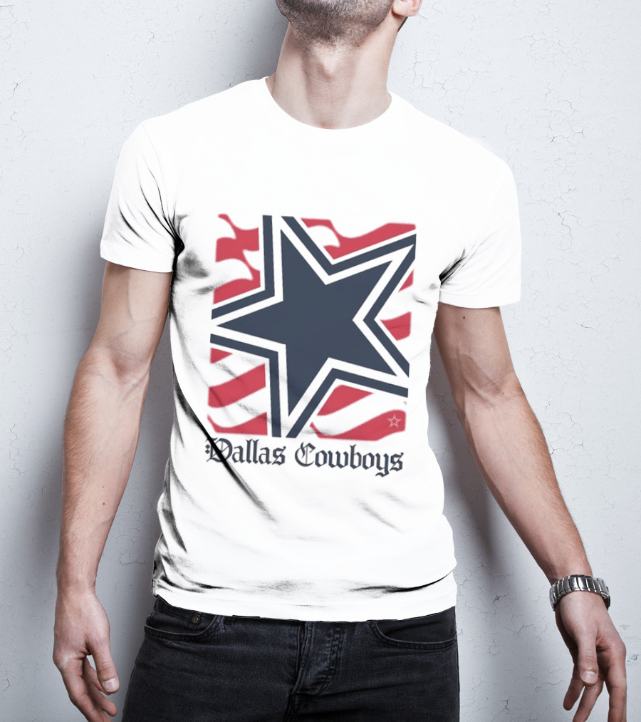 Dallas Cowboys Star With Red Background Stripes T-Shirt