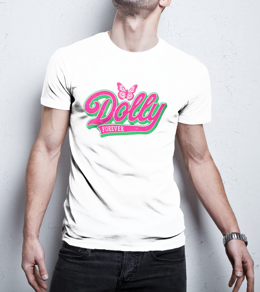 Dolly Forever Pink Butterfly Script T-Shirt