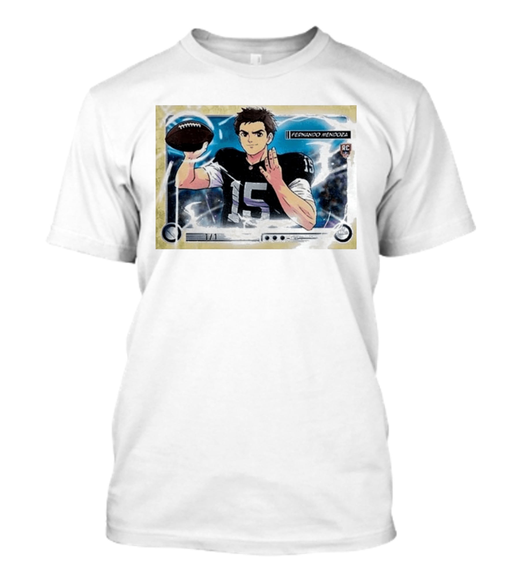 Fernando Mandoza Anime Football Trading Card Las Vegas RC Ultra Rare T-Shirt