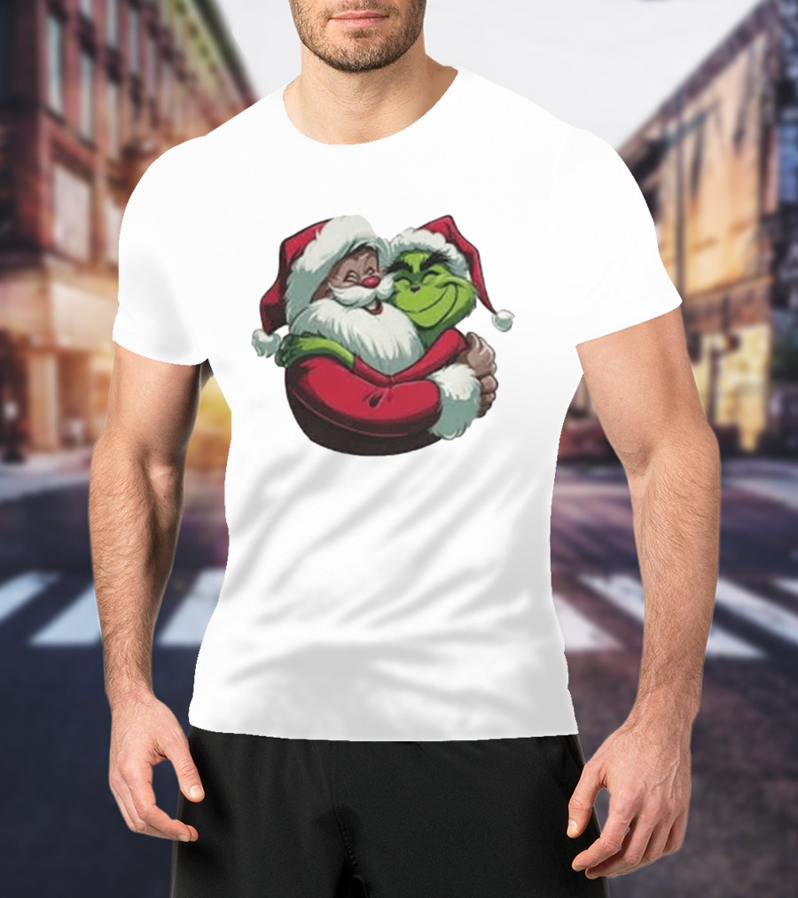 Grinch And Santa Embrace Christmas Magnet T-Shirt