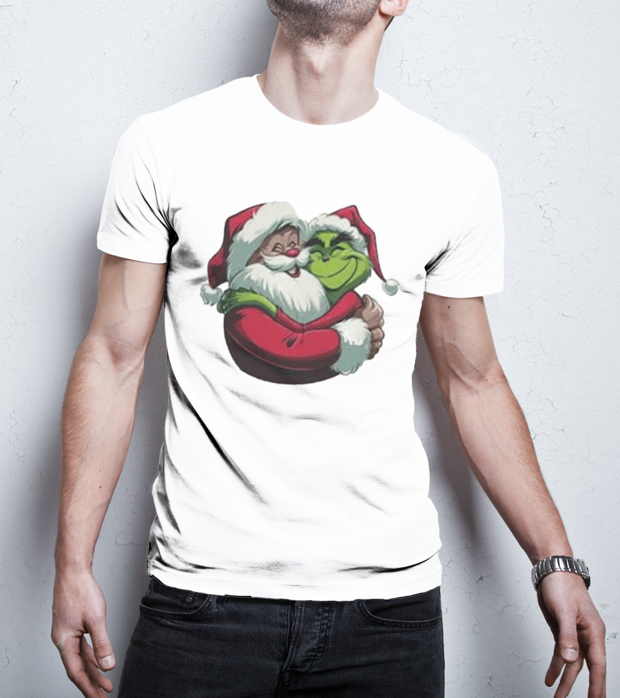 Grinch And Santa Embrace Christmas Magnet T-Shirt
