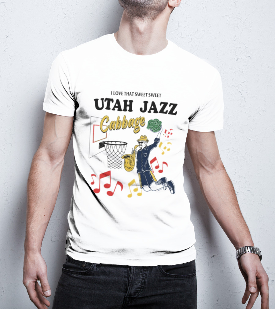 I Love That Sweet Sweet Utah Jazz Cabbage Basketball Music Notes Player T-Shirt