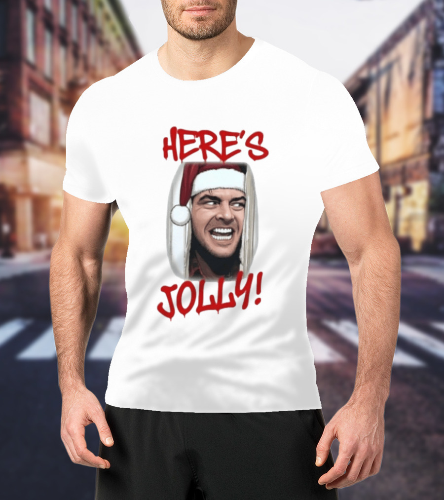Jack Nicholson Here's Jolly Christmas Horror Santa Hat T-Shirt