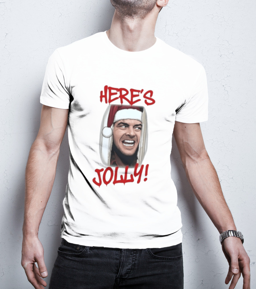Jack Nicholson Here's Jolly Christmas Horror Santa Hat T-Shirt