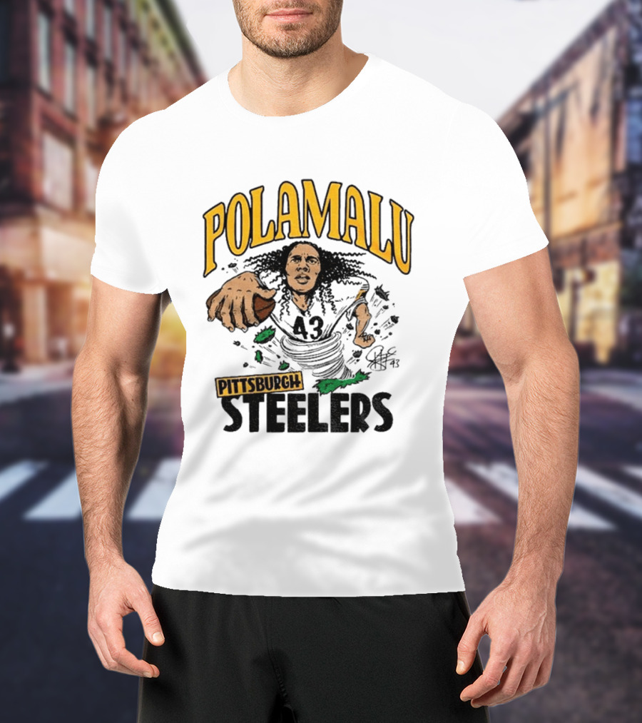 Polamalu Pittsburgh Steelers Caricature Player Number 43 T-Shirt