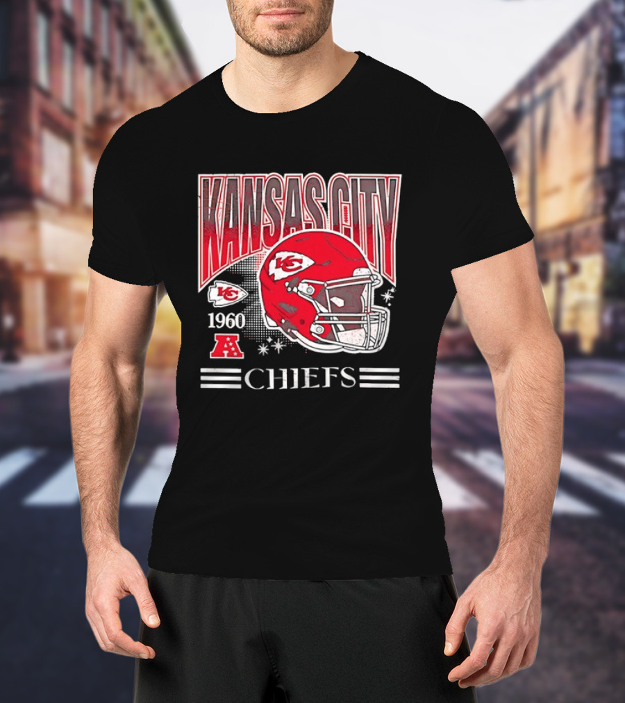 Kansas City Chiefs 1960 Red Helmet Distressed AFC T-Shirt