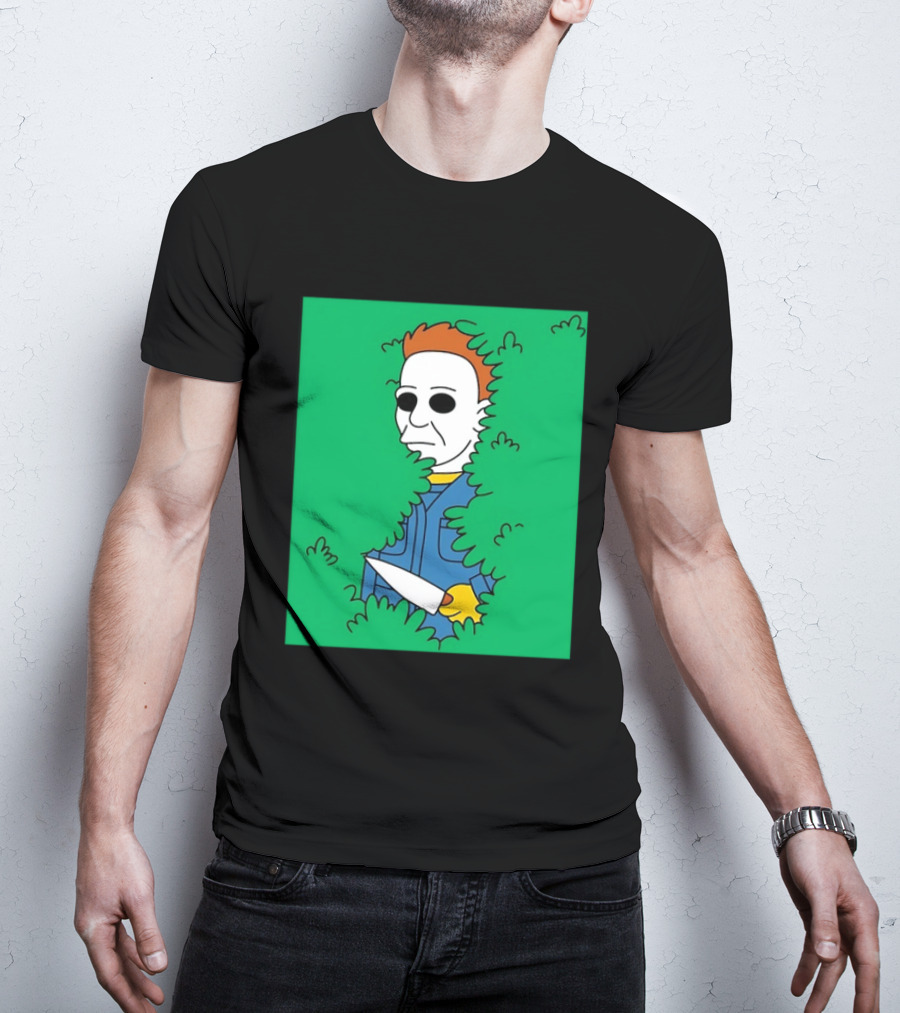 Michael Myers Halloween Bushes Knife Humor T-Shirt
