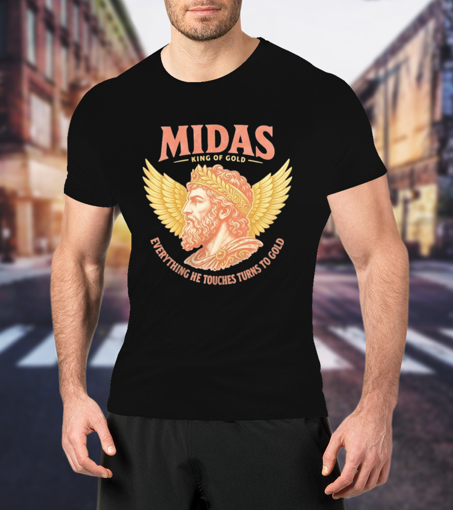 Midas King Of Gold Everything He Touches Turns To Gold Winged Crown Classic Greek Mythology T-Shirt