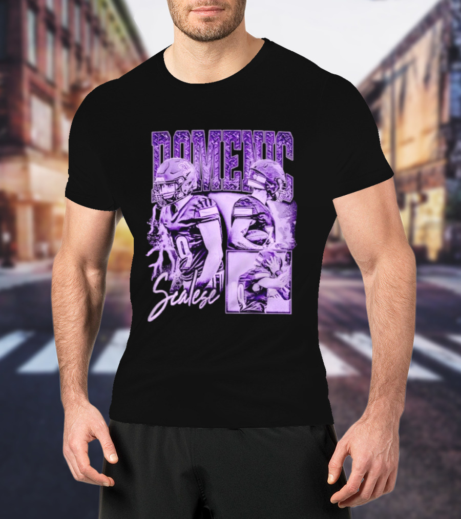 Domenic Scalese Number 9 Football Player Purple Sports Collage T-Shirt