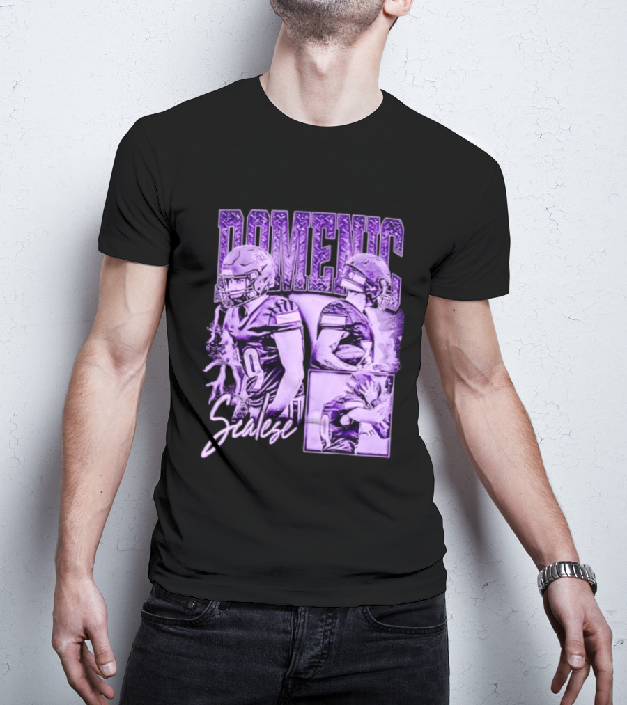 Domenic Scalese Number 9 Football Player Purple Sports Collage T-Shirt