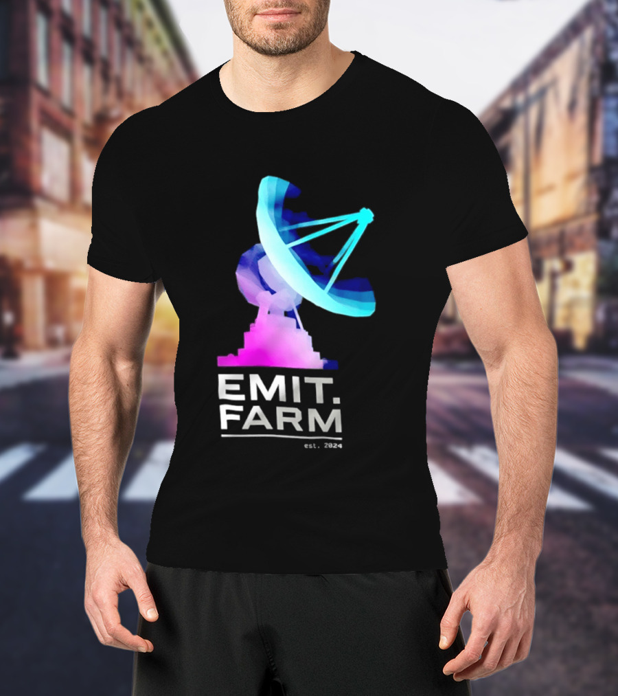 Emit Farm Est 2024 Satellite Dish Radio Telescope Science T-Shirt