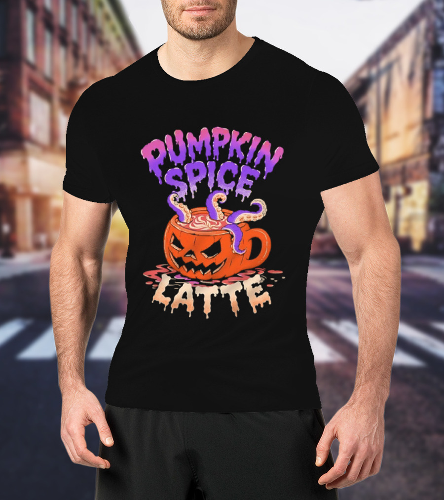Pumpkin Spice Latte Tentacles Halloween Jack O' Lantern T-Shirt