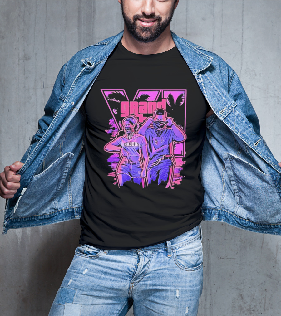 Grand Baddie Couple Neon Vibes Streetwear T-Shirt