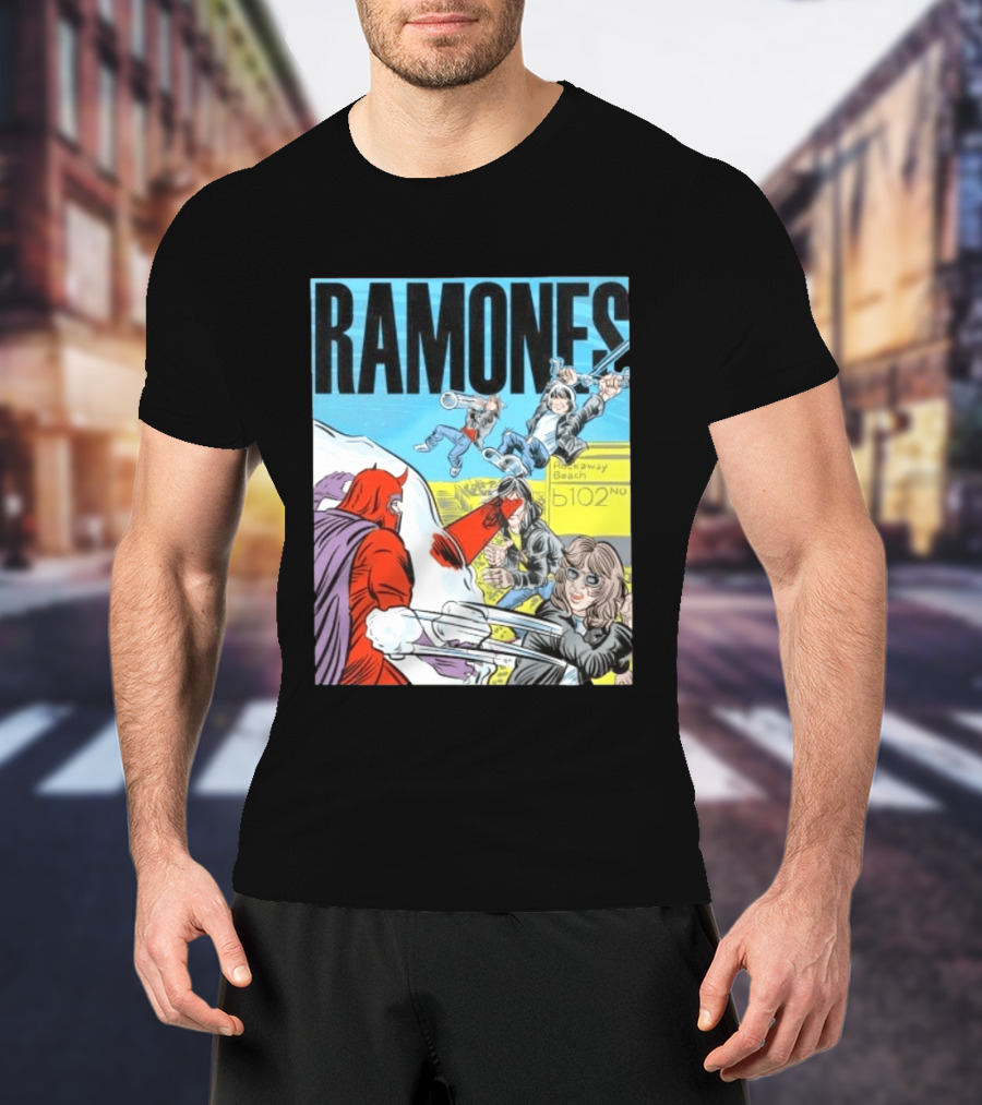 Ramones Rockaway Beach Comic Jack Kirby Style 102nd Street T-Shirt