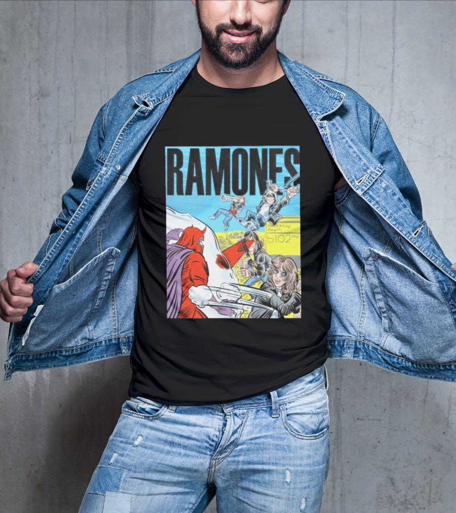 Ramones Rockaway Beach Comic Jack Kirby Style 102nd Street T-Shirt