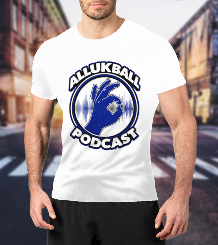 Allukball Podcast Logo Hand Gesture With Sound Waves T-Shirt