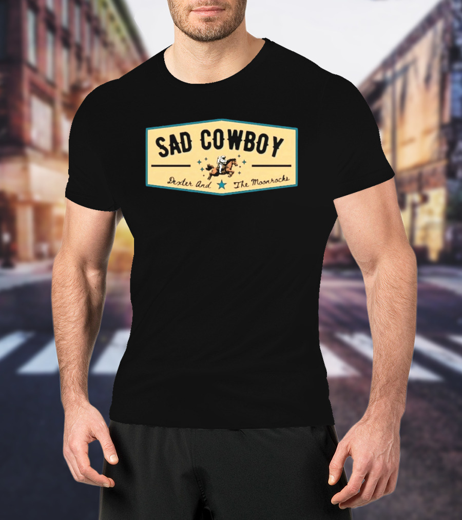 Sad Cowboy Dexter And The Moonrocks Vintage Country Rock Astronaut Horse Riding T-Shirt