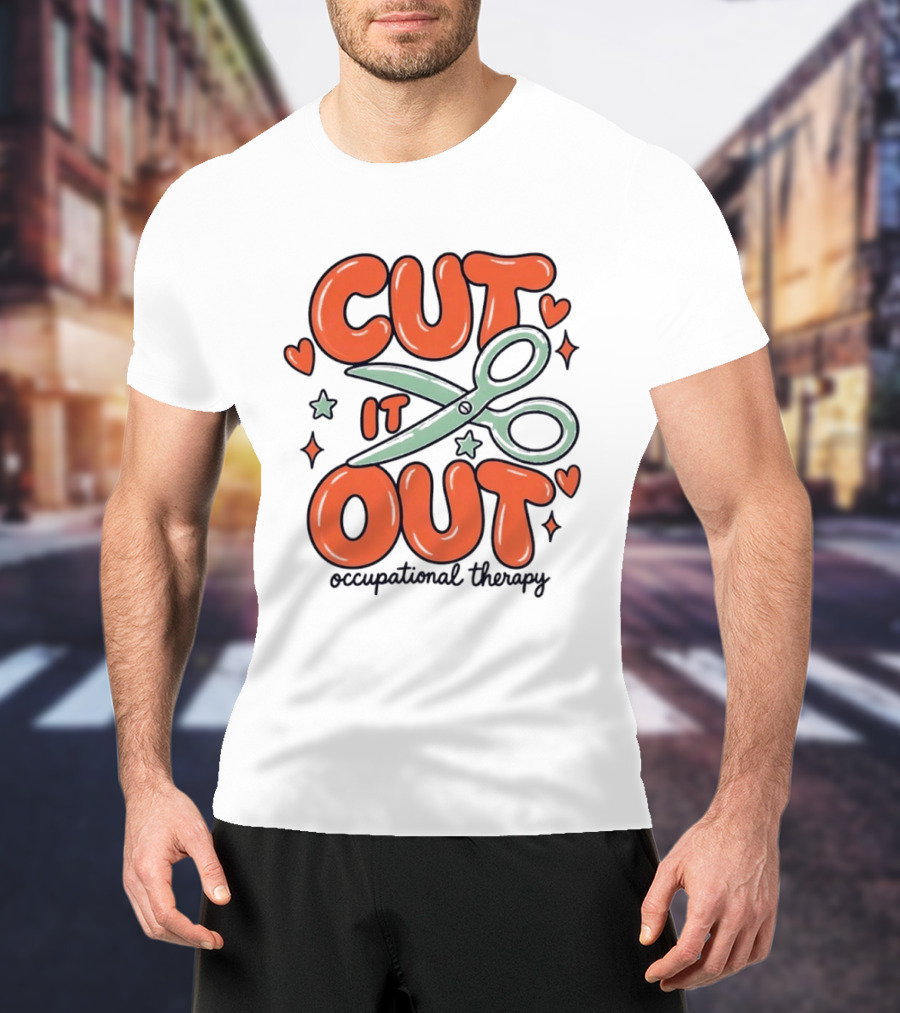Cut It Out Occupational Therapy Scissors Art Hearts T-Shirt