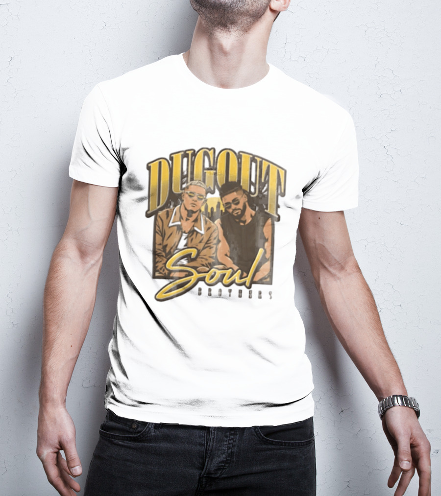Dugout Soul Brothers Two Men Wearing Sunglasses City Skyline T-Shirt