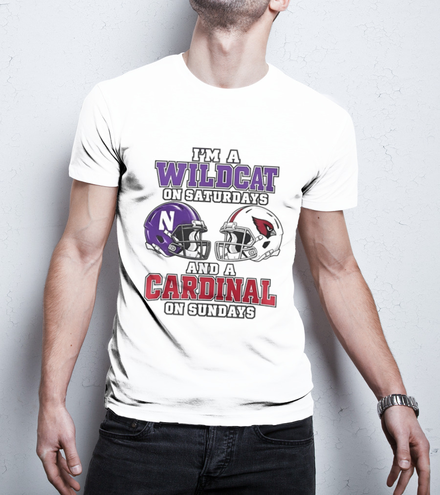 I'm A Wildcat On Saturdays And A Cardinal On Sundays Two Helmets T-Shirt