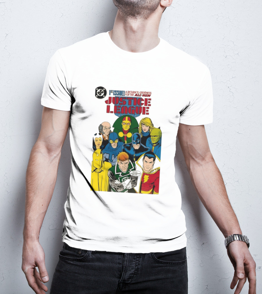 Justice League 1st Issue A Return To Greatness DC Comics Icons Bold Cover T-Shirt