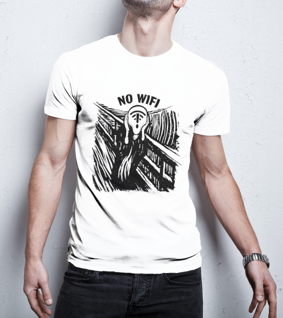 No WiFi The Scream Edvard Munch Network Signal T-Shirt