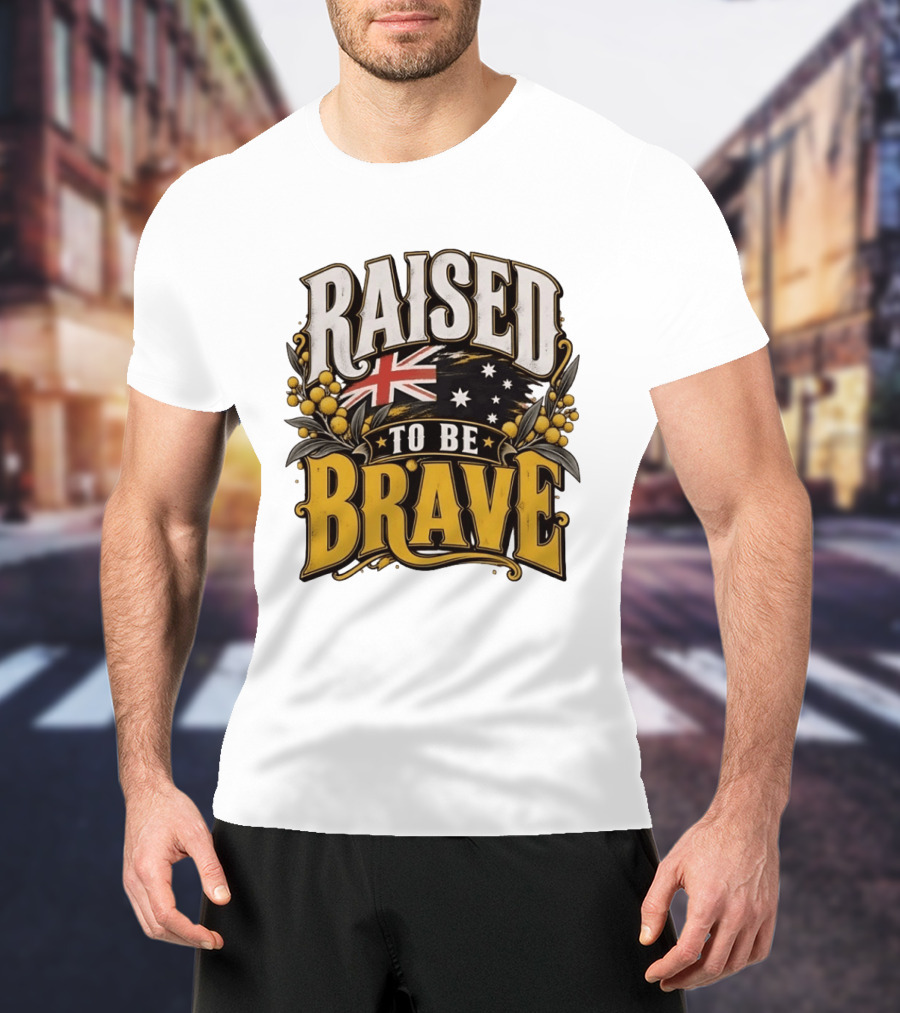 Raised To Be Brave Australian Flag With National Pride And Floral T-Shirt