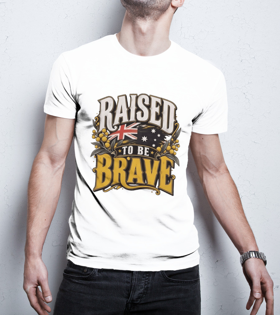 Raised To Be Brave Australian Flag With National Pride And Floral T-Shirt
