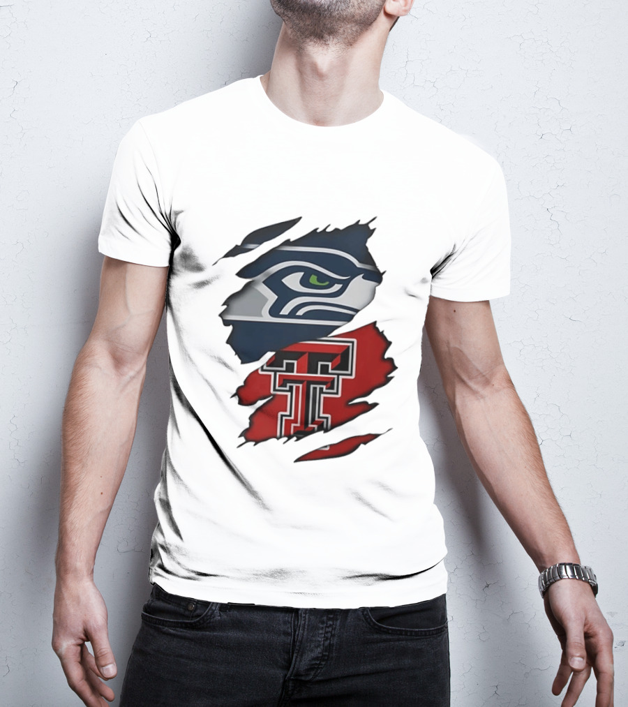 Seattle Seahawks Texas Tech Red Raiders Ripped T-Shirt