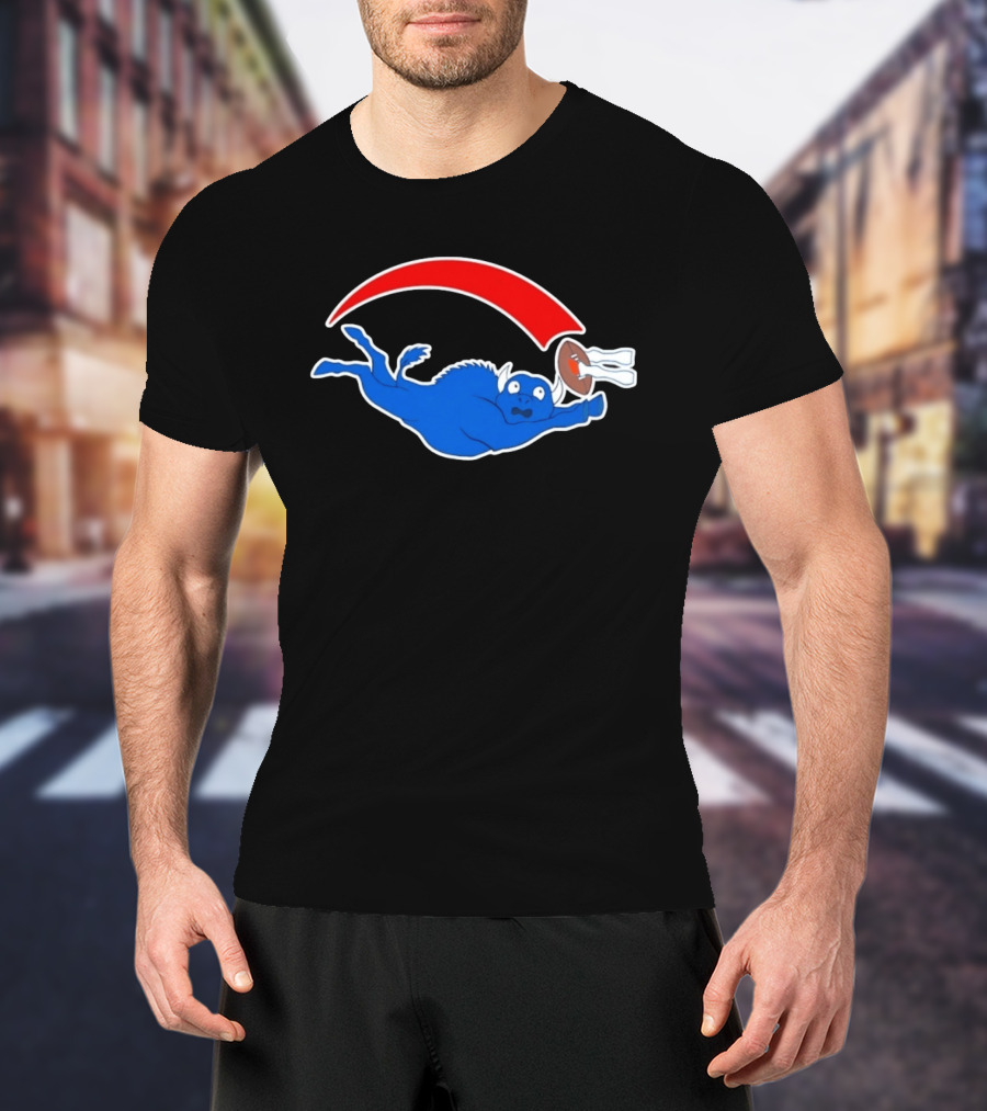 Buffalo Bills Cartoon Parody Football Logo Flying Blue Buffalo T-Shirt