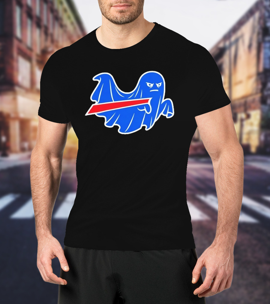 Buffalo Bills Ghost Mascot Emblem With Red T-Shirt