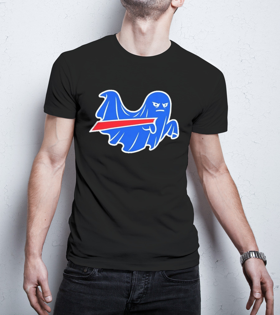 Buffalo Bills Ghost Mascot Emblem With Red T-Shirt